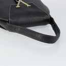 VALENTINO Hand Bag Leather Black Gold Auth SW1523-7
