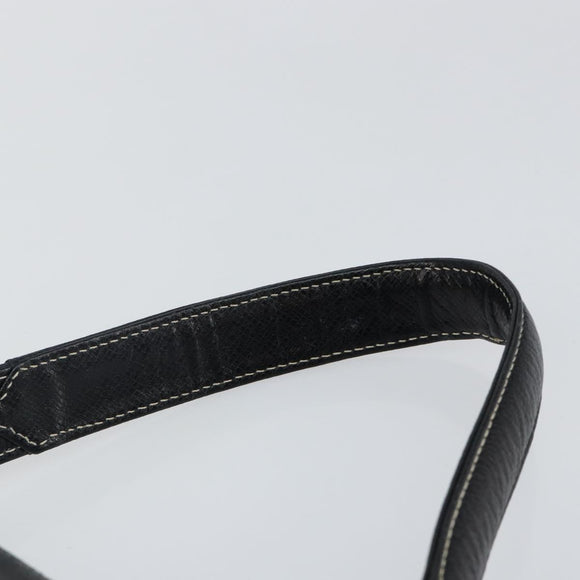 VALENTINO Hand Bag Leather Black Gold Auth SW1523