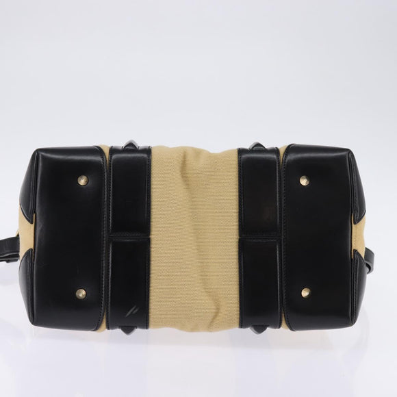 GIVENCHY Lucrezia Hand Bag Canvas Leather 2way Beige Gold Auth SW1524