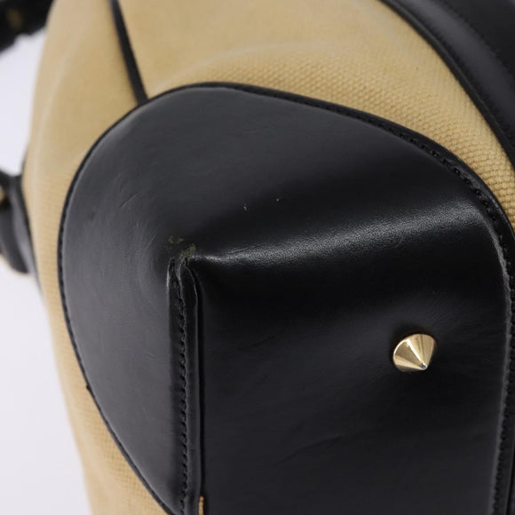 GIVENCHY Lucrezia Hand Bag Canvas Leather 2way Beige Gold Auth SW1524