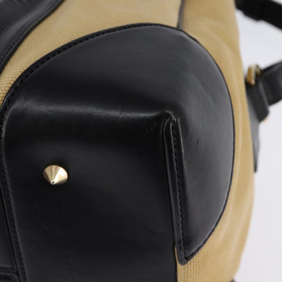 GIVENCHY Lucrezia Hand Bag Canvas Leather 2way Beige Gold Auth SW1524