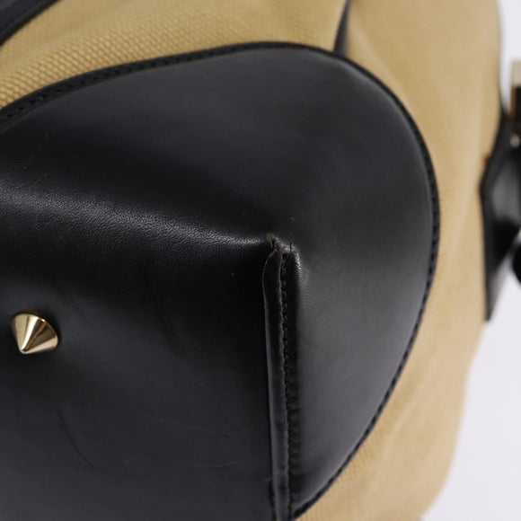 GIVENCHY Lucrezia Hand Bag Canvas Leather 2way Beige Gold Auth SW1524