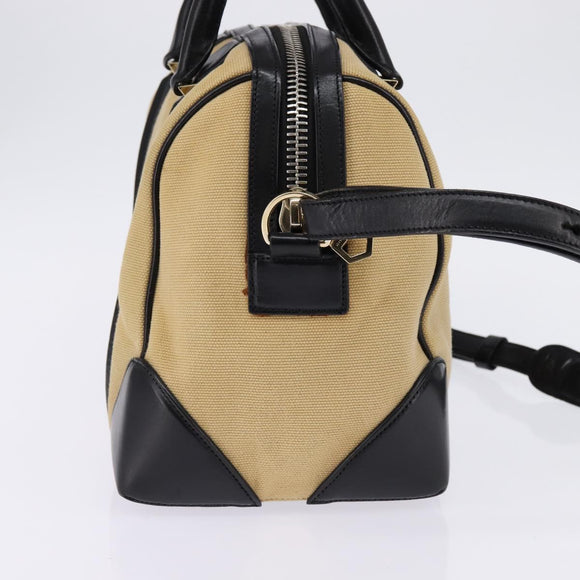 GIVENCHY Lucrezia Hand Bag Canvas Leather 2way Beige Gold Auth SW1524