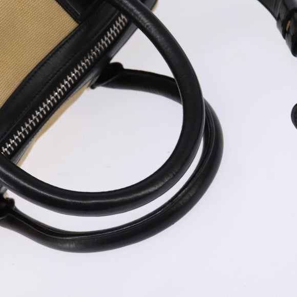 GIVENCHY Lucrezia Hand Bag Canvas Leather 2way Beige Gold Auth SW1524