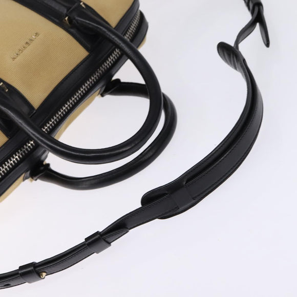 GIVENCHY Lucrezia Hand Bag Canvas Leather 2way Beige Gold Auth SW1524