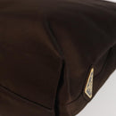PRADA Chain Hand Bag Satin Brown Gold Auth SW1527-15