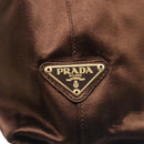 PRADA Chain Hand Bag Satin Brown Gold Auth SW1527-17