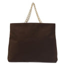 PRADA Chain Hand Bag Satin Brown Gold Auth SW1527-13