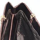 PRADA Chain Hand Bag Satin Brown Gold Auth SW1527-22