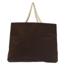 PRADA Chain Hand Bag Satin Brown Gold Auth SW1527-2
