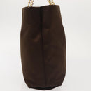 PRADA Chain Hand Bag Satin Brown Gold Auth SW1527-3