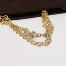 PRADA Chain Hand Bag Satin Brown Gold Auth SW1527-7