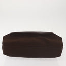 PRADA Chain Hand Bag Satin Brown Gold Auth SW1527-5