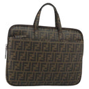 FENDI Zucca Canvas PC Case Black Brown Auth SW1528-1