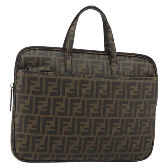 FENDI Zucca Canvas PC Case Black Brown Auth SW1528