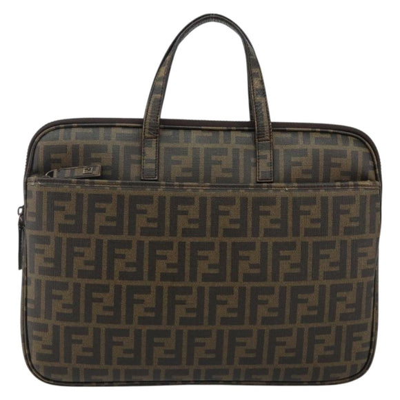 FENDI Zucca Canvas PC Case Black Brown Auth SW1528