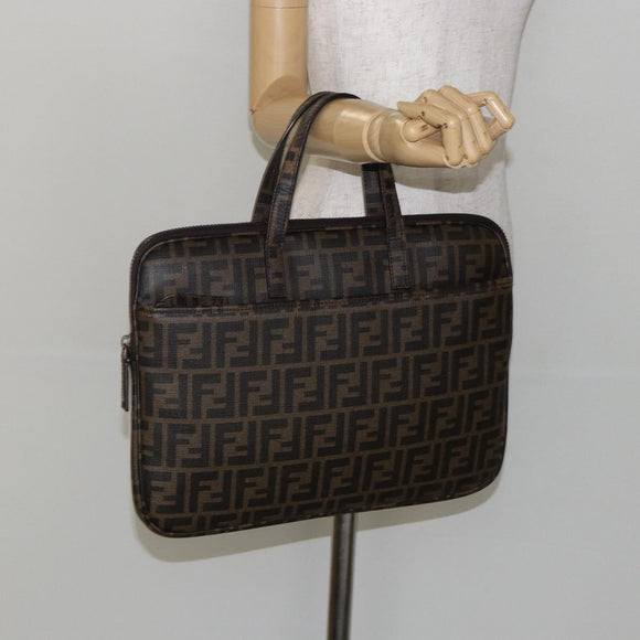 FENDI Zucca Canvas PC Case Black Brown Auth SW1528