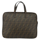 FENDI Zucca Canvas PC Case Black Brown Auth SW1528-3