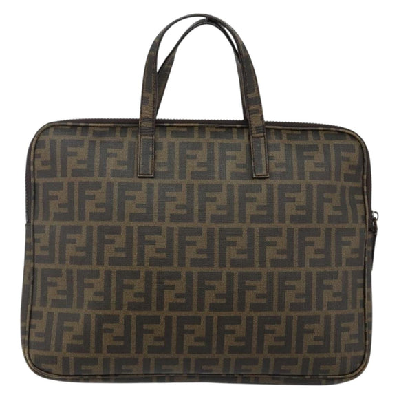 FENDI Zucca Canvas PC Case Black Brown Auth SW1528
