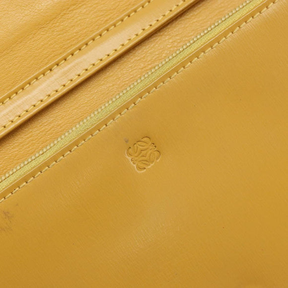 LOEWE Shoulder Wallet Bag Leather Yellow Auth SW1530