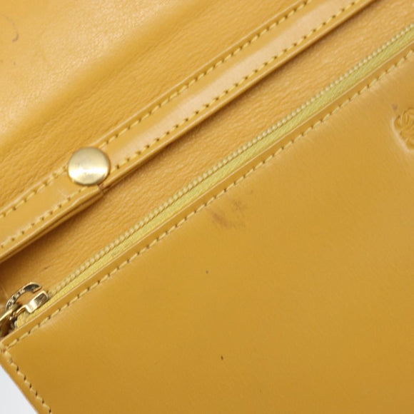 LOEWE Shoulder Wallet Bag Leather Yellow Auth SW1530