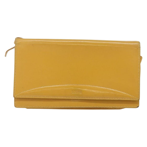 LOEWE Shoulder Wallet Bag Leather Yellow Auth SW1530