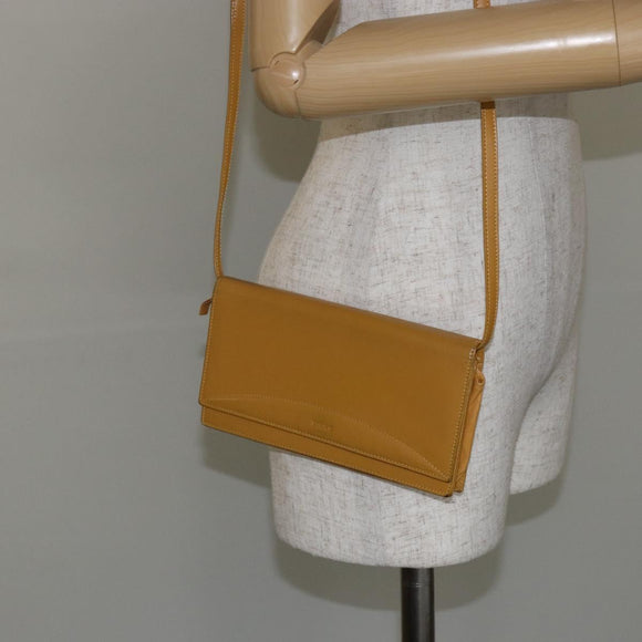 LOEWE Shoulder Wallet Bag Leather Yellow Auth SW1530