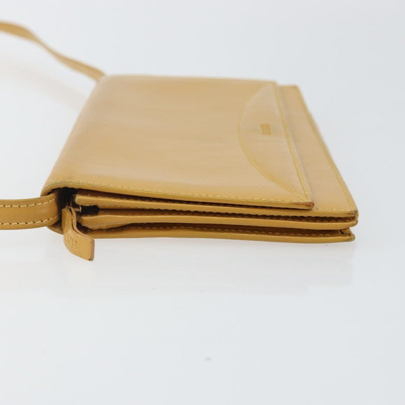 LOEWE Shoulder Wallet Bag Leather Yellow Auth SW1530