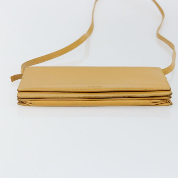 LOEWE Shoulder Wallet Bag Leather Yellow Auth SW1530