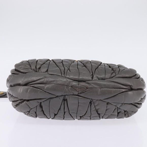 Miu Miu Matelasse Hand Bag Leather 2way Gray Gold Auth SW1535