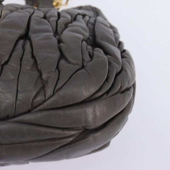 Miu Miu Matelasse Hand Bag Leather 2way Gray Gold Auth SW1535