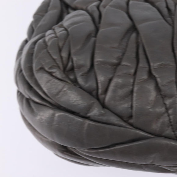 Miu Miu Matelasse Hand Bag Leather 2way Gray Gold Auth SW1535