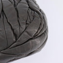 Miu Miu Matelasse Hand Bag Leather 2way Gray Gold Auth SW1535-18