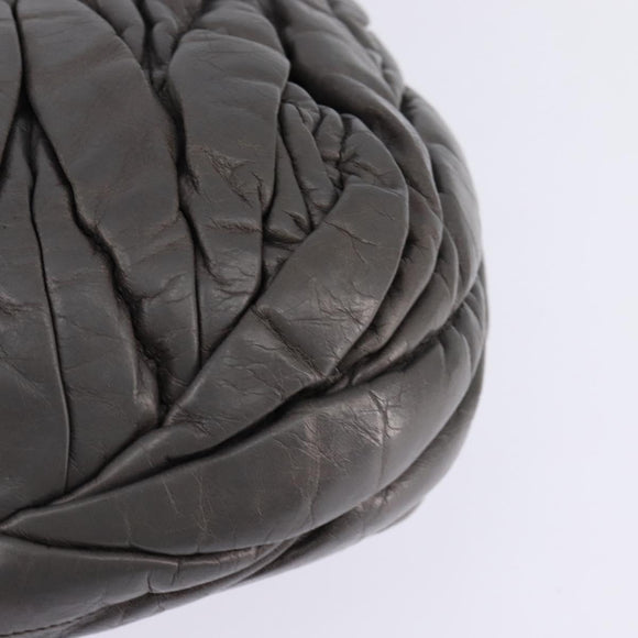 Miu Miu Matelasse Hand Bag Leather 2way Gray Gold Auth SW1535