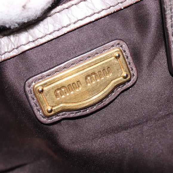 Miu Miu Matelasse Hand Bag Leather 2way Gray Gold Auth SW1535