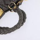 Miu Miu Matelasse Hand Bag Leather 2way Gray Gold Auth SW1535-7