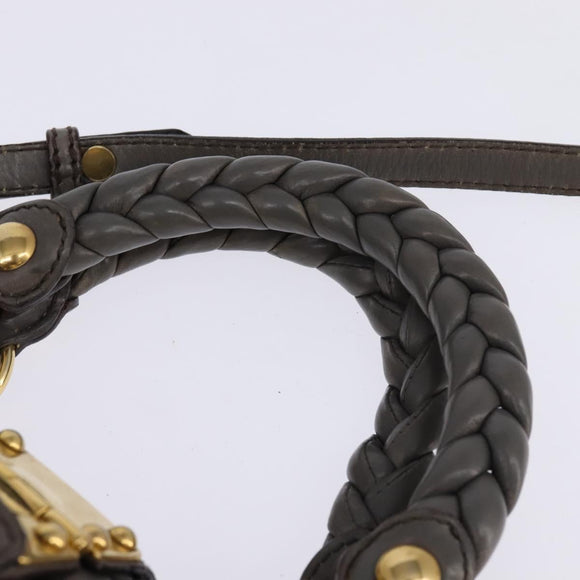 Miu Miu Matelasse Hand Bag Leather 2way Gray Gold Auth SW1535