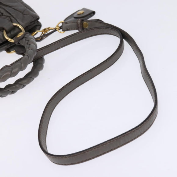 Miu Miu Matelasse Hand Bag Leather 2way Gray Gold Auth SW1535