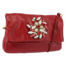 Miu Miu Bijoux Shoulder Bag Leather Red Gold Auth SW1539-1