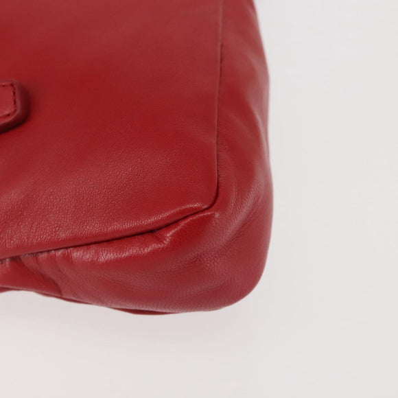 Miu Miu Bijoux Shoulder Bag Leather Red Gold Auth SW1539