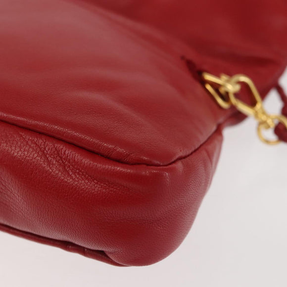 Miu Miu Bijoux Shoulder Bag Leather Red Gold Auth SW1539