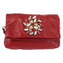 Miu Miu Bijoux Shoulder Bag Leather Red Gold Auth SW1539-13