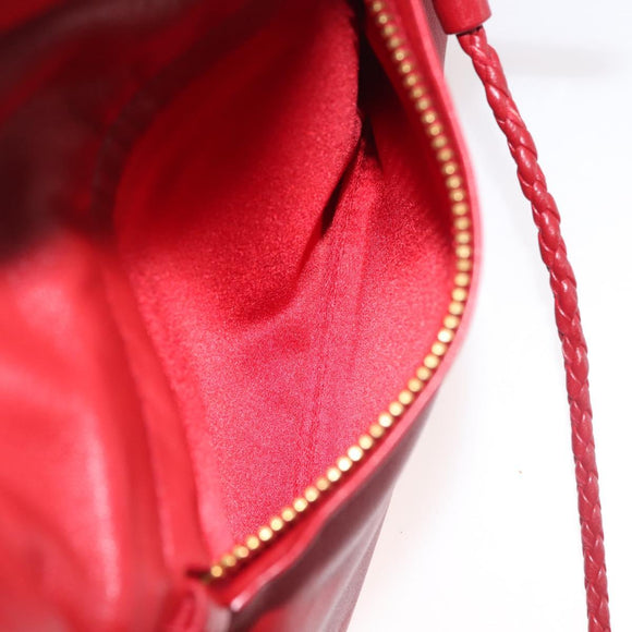 Miu Miu Bijoux Shoulder Bag Leather Red Gold Auth SW1539