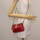 Miu Miu Bijoux Shoulder Bag Leather Red Gold Auth SW1539-25