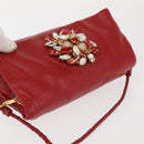 Miu Miu Bijoux Shoulder Bag Leather Red Gold Auth SW1539-6