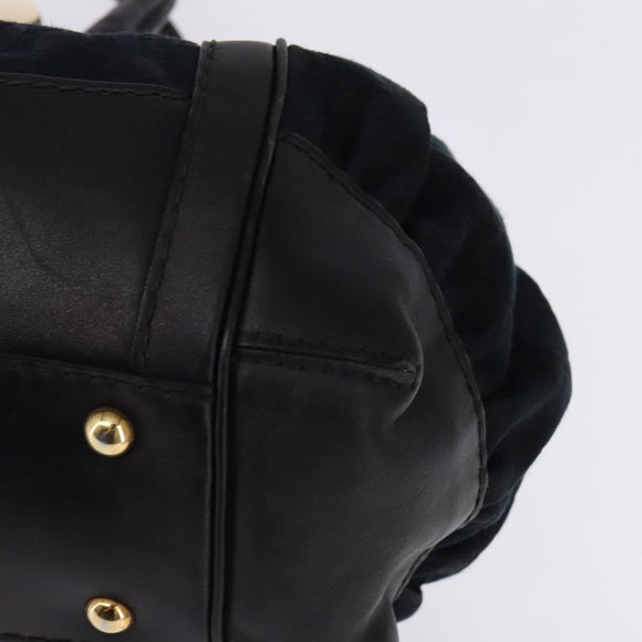 GUCCI GG Canvas Hand Bag Black Gold Auth SW1542