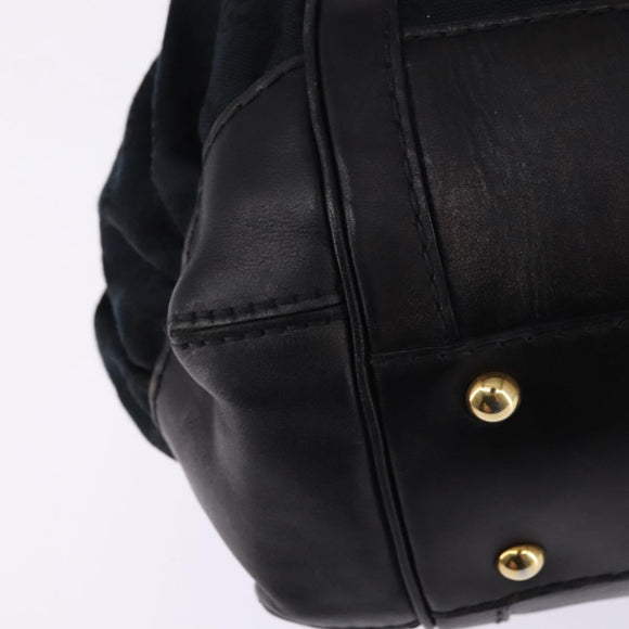 GUCCI GG Canvas Hand Bag Black Gold Auth SW1542