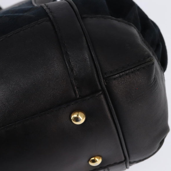 GUCCI GG Canvas Hand Bag Black Gold Auth SW1542