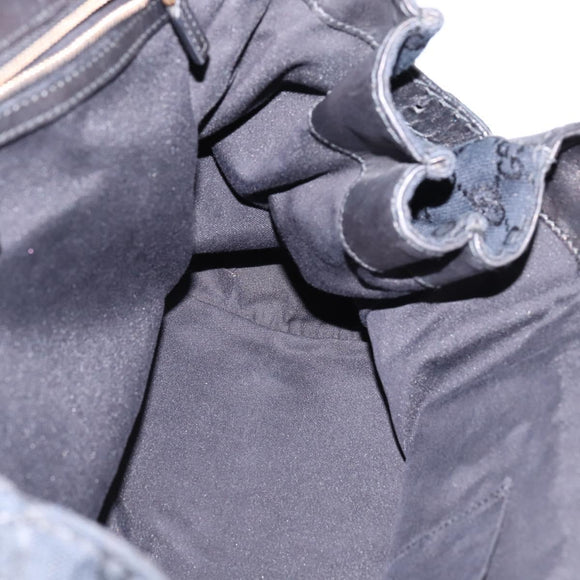 GUCCI GG Canvas Hand Bag Black Gold Auth SW1542