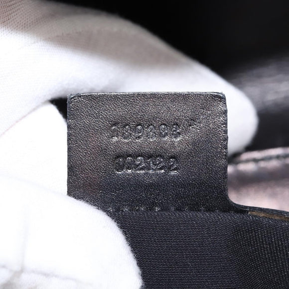GUCCI GG Canvas Hand Bag Black Gold Auth SW1542